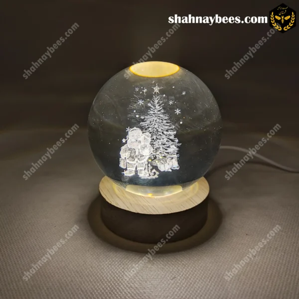 چراغ خواب گوی شیشه ای طرح درخت کاج کریسمس