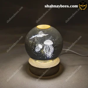 چراغ خواب گوی شیشه ای طرح عروس دریایی و ماه