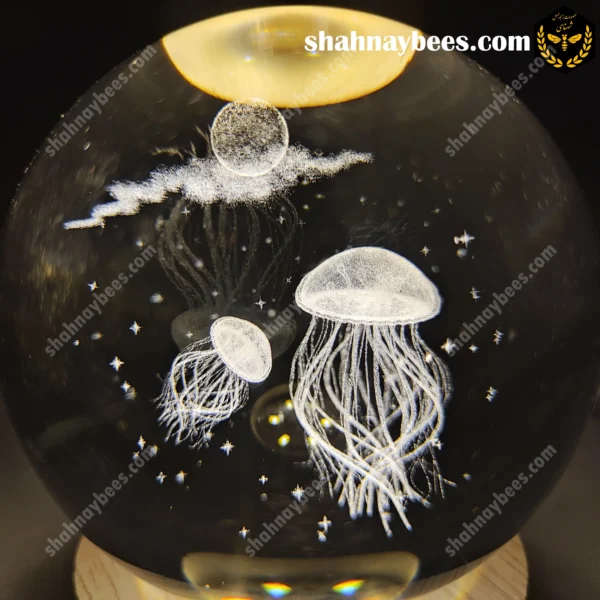 چراغ خواب گوی شیشه ای طرح عروس دریایی و ماه1