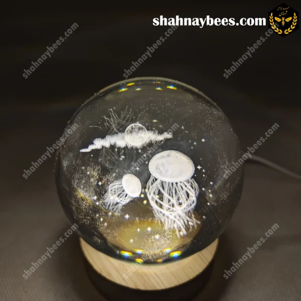 چراغ خواب گوی شیشه ای طرح عروس دریایی و ماه2