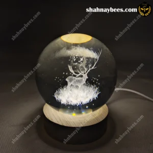 چراغ خواب گوی شیشه ای طرح گوزن شاخ دار