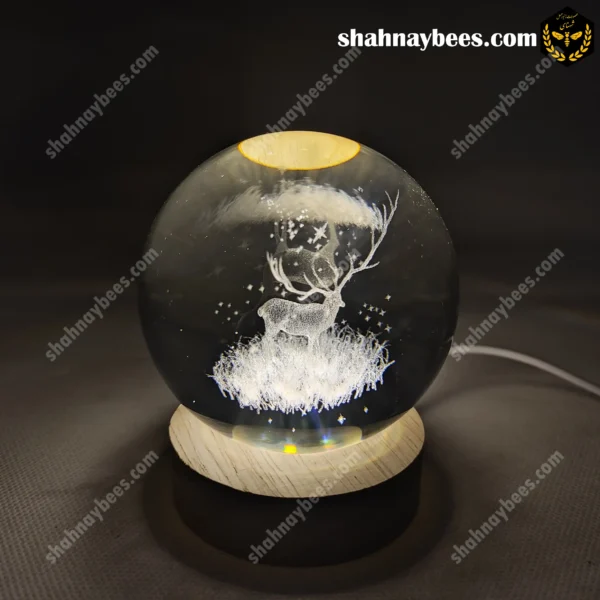 چراغ خواب گوی شیشه ای طرح گوزن شاخ دار