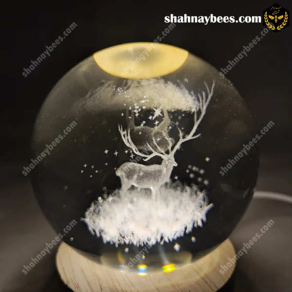 چراغ خواب گوی شیشه ای طرح گوزن شاخ دار1
