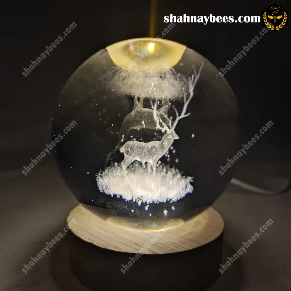 چراغ خواب گوی شیشه ای طرح گوزن شاخ دار2