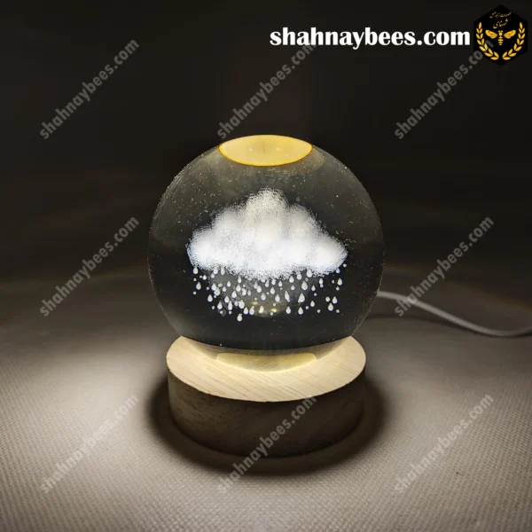 چراغ خواب گوی شیشه ای طرح ابر بارانی