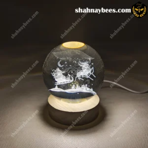 چراغ خواب گوی شیشه ای طرح سورتمه بابا نوئل