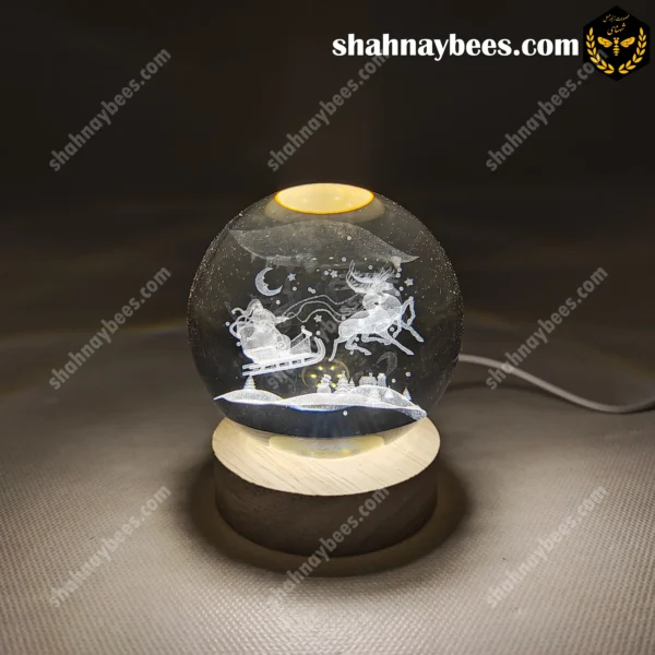 چراغ خواب گوی شیشه ای طرح سورتمه بابا نوئل