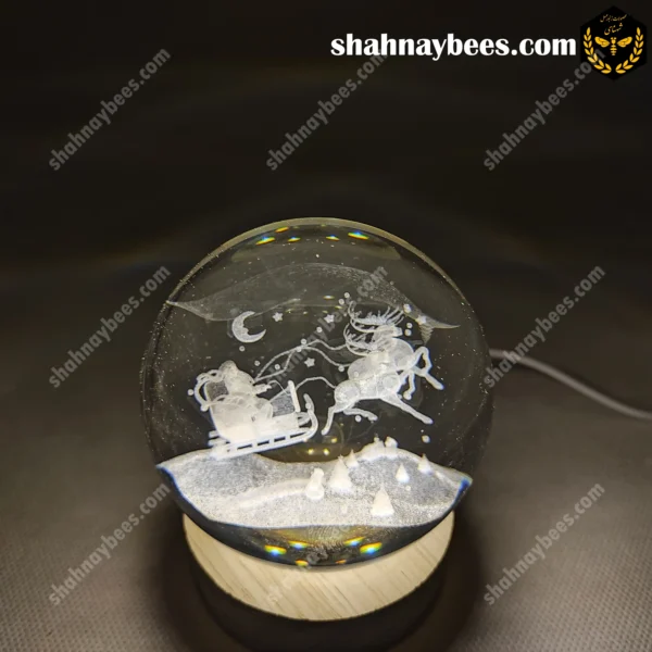 چراغ خواب گوی شیشه ای طرح سورتمه بابا نوئل3