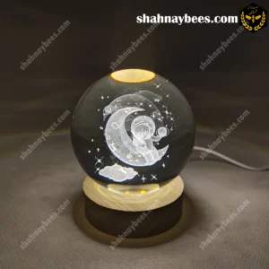 چراغ خواب گوی شیشه ای طرح فضانورد و ماه